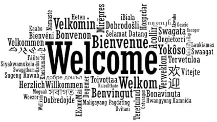 Welcome Language Sign Wall Decal Office Business Shop Decor Welcome in Many Languages Vinyl Sticker Welcome Sign-XL-92x167cm-Black