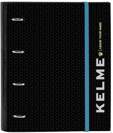 Safta KELME IRON - Ordner mit 4 Ringen, 35 cm, mit 100 A4-Blättern, ideal für Kinder verschiedener Altersgruppen, bequem und vielseitig, Qualität und Widerstandsfähigkeit, 27 x 3,5 x 32 cm, Schwarz,