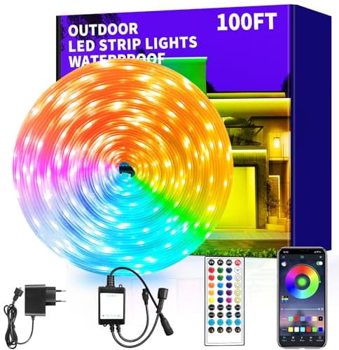 vimeepro 30M LED Strip IP68 Outdoor LED band Waterproof mit Remote/APP Control, musiksynchronisierte RGB led streifen aussenbereich für Schlafzimmer Dach Garten Treppe Party