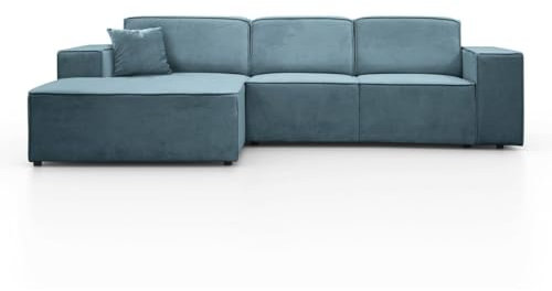 BEAUTY SOFA Pedro Ecksofa, Breite 267 cm, L Links, Velo 630, Blau, Minimalistisches Design, Freistehend, Hochwertige Polsterung