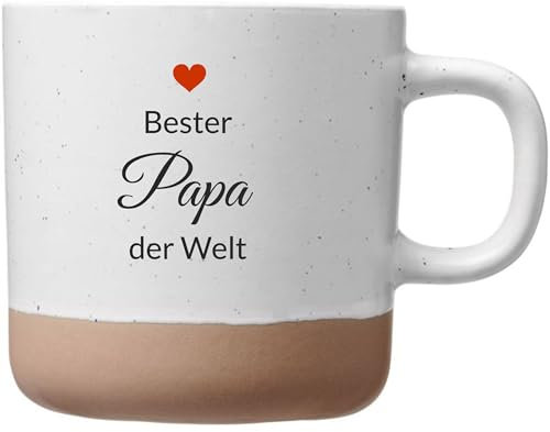 Laser Tattoo Bester Papa der Welt Keramik Kaffeetasse, Weiß, 360ml mit Herz-Design, Druck Spülmaschinenfest (PAPA)