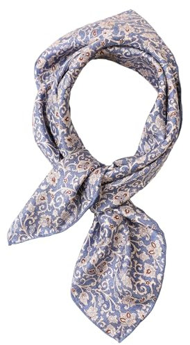 Prettystern handrolliertes Seiden-Halstuch Damen Herren reine Seide Bandana Sommer Frühling Seiden-Tuch 41 Blau Paisley