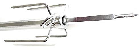 Spiedo Girarrosto Gigante ALLEGRI® sezione esagonale in Acciaio Inox lunghezza cm 95 con 2 fermacarne Inox