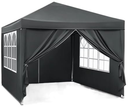 QIUYMGFG Garage carport Auvent Pliable 3 x 3 m, Tente de Jardin, Camping, imperméable, Protection UV, avec Sac de Transport, Pare-Soleil Abris de Voiture(Anthracite)