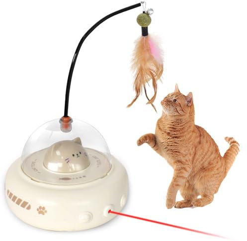 Colexy Juguetes para Gatos, Juguete Interactivo para Gatos, Juguete Interactivo Automático Electrónico, Recargable USB, para Gatos Adultos y Gatitos en Interiores, Curry Lechoso