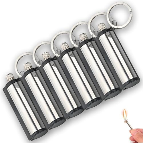 MXYZQDE 6 Stück Ewiges Streichholz, Wiederverwendbare Schlüsselanhänger Geeignet für Campingplätze Survival Outdoor-Aktivitäten, Ideal Als Notfall-Ausrüstung und Praktischer Schlüsselanhänger