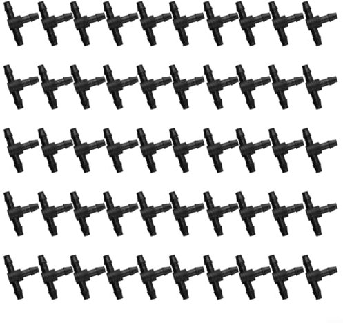 50 conectores de riego de púas de 4 mm para sistemas de riego por goteo agrícola (T de 4 mm)