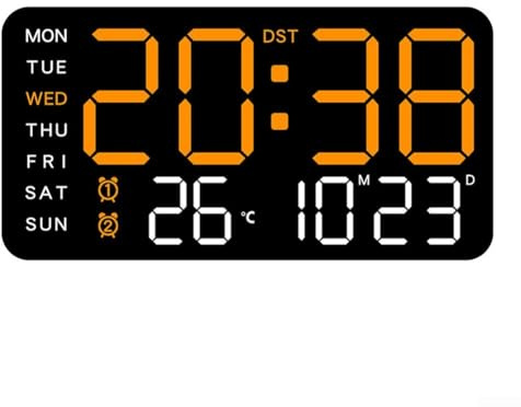 CWOQOCW Digitale Wanduhr mit Temperatur- und Datumsanzeige, LED-Bildschirm-Uhr mit Sprachsteuerung, 5 Helligkeitsstufen, batterie- oder USB-betriebener Tisch-Schreibtischuhr (F)