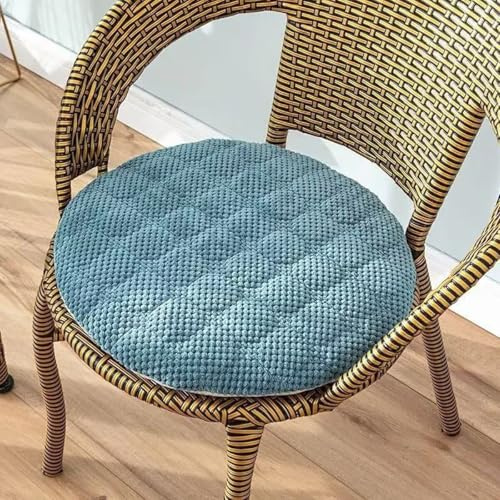 Generisch Stuhlkissen Rund 50 cm 2er Set, Weiche Cordstoff Sitzkissen Stuhl, Waschbar Gartenstuhlauflagen Sitzpolster mit Reißverschluss, Stuhlauflage für Indoor Esszimmer Küche Outdoor Garten, Blau
