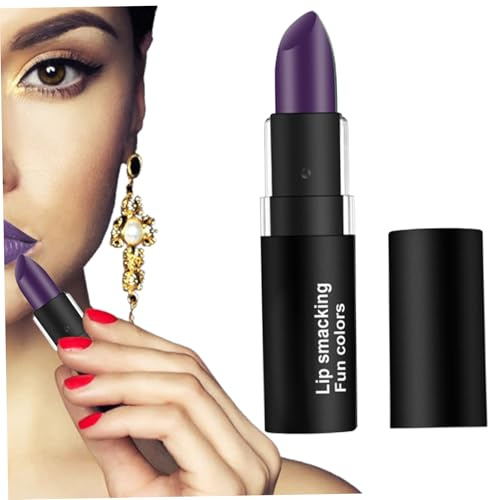Rossetto Opaco, Rossetto Opaco Impermeabile in Velluto a Lunga Durata Tazza Antiaderente Non Sbiadimento Labbra Rossetti Idratanti Portatili Lucido per Trucco a Tema Halloween Uva Viola