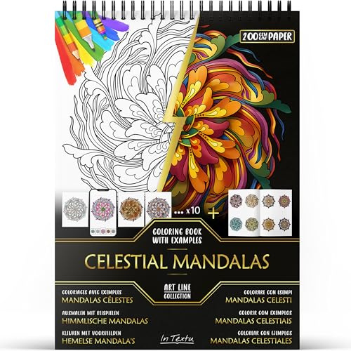 in Textu Adult Colouring Book Celestial Mandalas, 200 GSM Paper