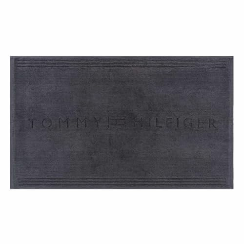 Tommy Hilfiger - Badematte, Steel (Dunkelgrau), Frottee, 800 g/m², 100% Baumwolle, Tommy Hilfiger-Logo, flauschig und saugfähig, 50 x 80 cm