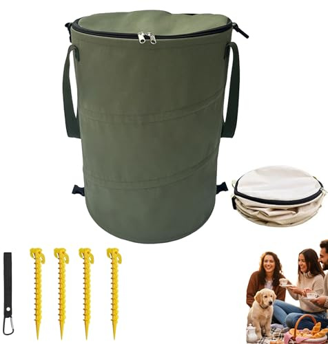 Genérico Cubo de basura camping plegable,Papelera camping plegablee,Cubo basura exterior plegable para playa jardín y camping,Estructura estable portátil sin instalación fija,Capacidad 37 L (Verde)