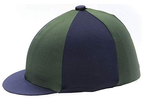 H&Y 5027286005630 Hy zweifarbig grün und Marineblau Lycra Reithelm Seide