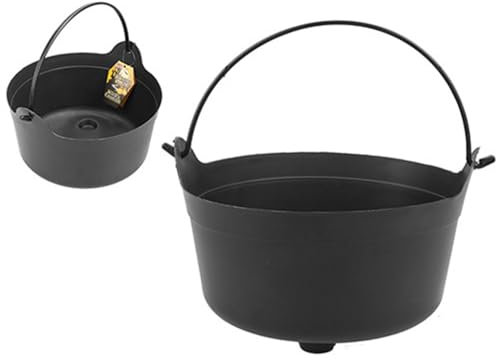 Spooky Plastic Black Candy Cauldron - 23cm (1 Pc.) - Durable & Wickedly Stylish Decor - Perfect for Halloween Treats