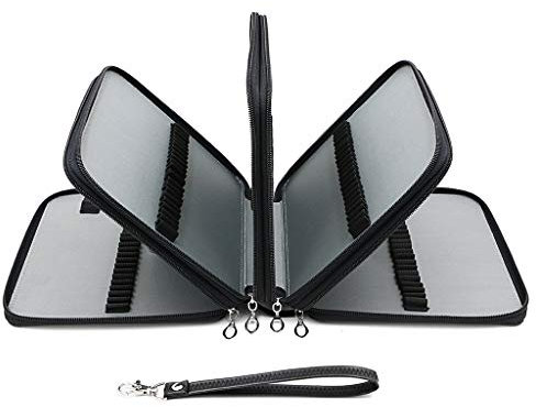 BTSKY 160 Slots PU Leder Mehrschichtige Buntstiftetasche, Bleistift-Organizer für Studenten und Künstler (Schwarz)