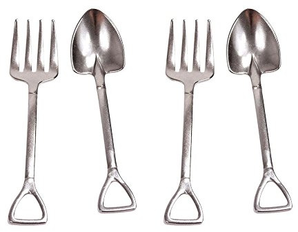 Eddingtons 83205 Set of 4 Shovel and Fork Gardeners Cutlery, Stainless Steel,Silver