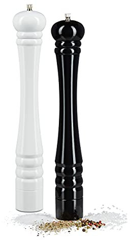Macinapepe - Juego de macinapepe (2 unidades, cerámica, 40 cm), color negro y blanco