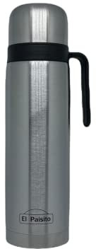 El Paisito Termo Termo Termo de Acero Inoxidable 1L para Mate Té, Acero Inoxidable, Plata, 8 x 8 x 30 cm