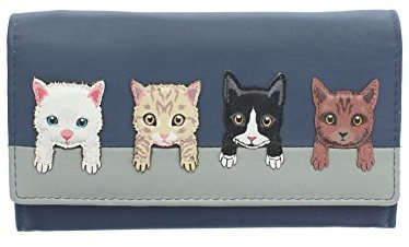 Mala Leder Kollektion Best Friends, Geldbörse Geldbeutel, Katzen auf der Mauer 3417_65 Marineblau