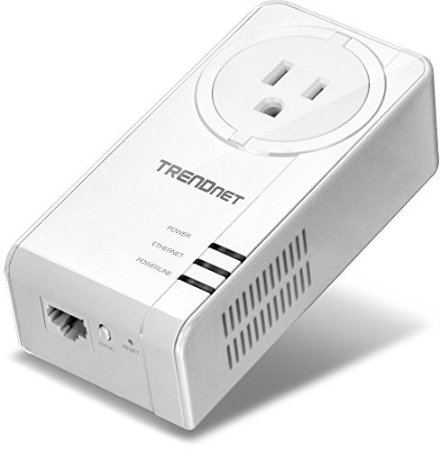 TRENDnet Powerline 1300 AV2 Adapter with Built-in Outlet, Gigabit Port, IEEE 1905.1 & IEEE 1901, Range Up to 300m (984 ft.), TPL-423E, White