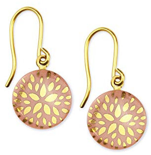 lille mus Porzellan-Ohrhänger BLUMENSTERN - Altrosa/Gold