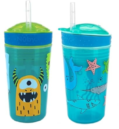 Nuby Snack N' Sip 2-in-1 Snack- und Trinkbecher, Aqua/Blau, 2 Stück
