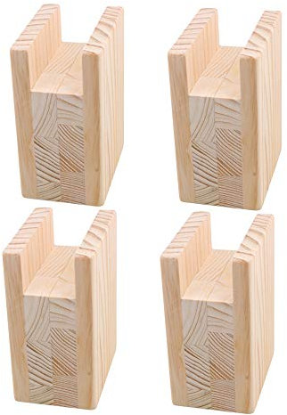 BQLZR Lot de 4 rehausseurs de meubles en bois de 10 x 7 x 13,5 cm pour table de bureau ou lit de 4 cm avec pieds rainurés jusqu'à 10 cm