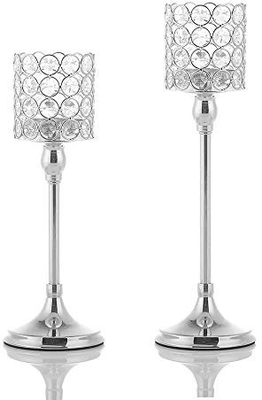 VINCIGANT Kerzenständer Silber Kristall Kerzenhalter, Geeignet für Moderne Wohndekoration/Hochzeitsessen Dekoration Moderne Mode Kerzenhalter 30 cm Und 35 cm Hoch
