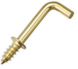 sourcing map Crochet à Visser Crochet Plafond Mur Vis Crochet en L Gond à Visser Cheville Vis Auto Taraudeuse 0.8pouces Plaque Doré 25Pcs