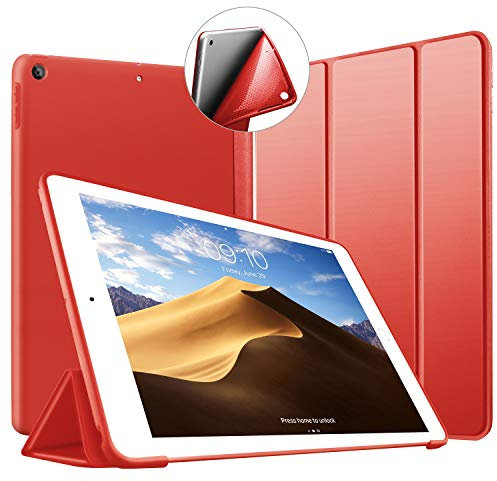 VAGHVEO Custodia per iPad 10,2 Pollici 2021 9a Generazione /8a Gen 2020/iPad 7a 2019 Ultra Sottile e Leggere Protezione Morbido TPU Soft Silicone Smart Cover Case Shell[Auto Svegliati/Sonno], Rosso