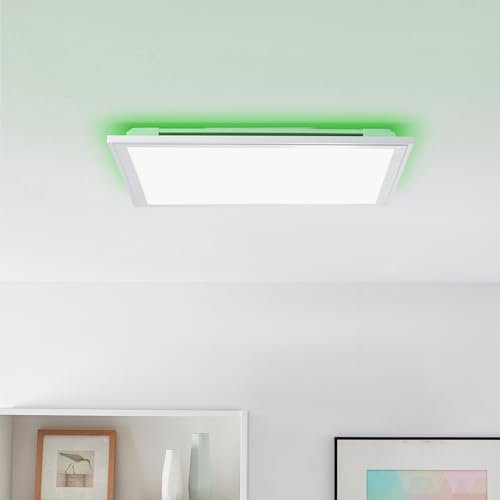 Lightbox LED Panel Aufbaupaneel - 40x40cm - dimmbare Deckenlampe mit RGB-Backlight & Fernbedienung & Memory Funktion - aus Metall/Kunststoff - in Silber/Weiß