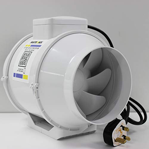 6 inch 150 mm Inline Fan Bathroom Powerful Intake for Grow Room Circulation Extractor Fan with UK plug