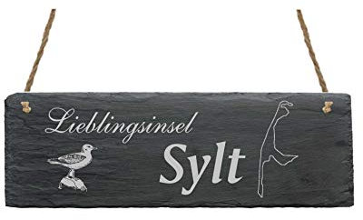 DEKO-LANDO Schiefertafel LIEBLINGSINSEL SYLT - 22 x 8 cm