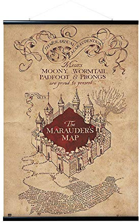 Erik Magnetischer Wandposter Aufhänger + Poster - Harry Potter und die Karte des Rumtreibers - Wandposter + Rahmen für Schlafzimmer und Wohnzimmer