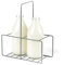 LIVIVO Milk Crate Bottle Holder Caddy for Milk, Juice, Wine or Beer Bottle Carton Carrier Grey Powder Coated Wire Holder (2 Bottles)