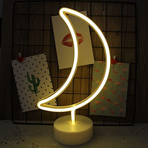 NIWWIN Neon Light Sign LED Wall Decor Night Light USB/Battery Operated Neon for Christmas Birthday Gift Party Kids Living Room Wedding Decor (Moon)