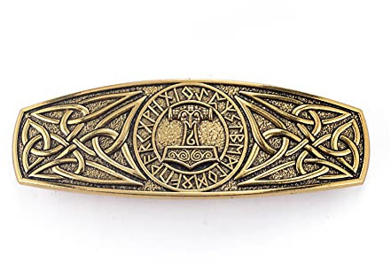 KKJOY Vintage Haarspange Silber, Keltische Knoten Haarklammer Groß, 24 Runen Hammer von Thor Haarnadel, Gothic Haarspangen Damen, Braut Haarschmuck Hochzeit, Bananenspange für Frauen und Mädchen