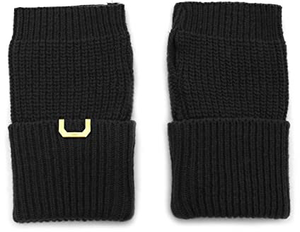 UNDERCONTROL Gold Label Lammwollmischung, weiches Handschuhgewebe mit Daumenloch, fingerlose Manschette, kurze Damen-Handschuhwärmer zum SMS-Schreiben, Handy-Handschuhe, Korea (SCHWARZ)