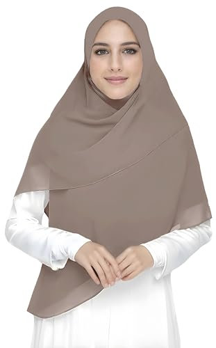 Lina & Lily Premium Chiffon Damen Muslim Hijab Kopftuch Schal Quadrat 145 x 145cm (Khaki)