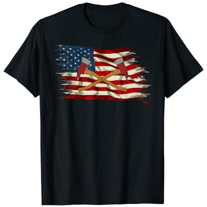 American Flag Hatchet Axe Throwing Lumberjack Thrower T-Shirt