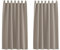 PONY DANCE Kinderzimmer Gardinen kurz - Verdunklungsvorhänge mit Schlaufen Gardine Küche Thermovorhang gegen Kälte und Hitze Schlaufenschal 2er Set H 145 x B 140 cm, Sandfarben