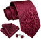 Enlision Corbatas de Hombre Burdeos Flores Conjunto Corbata y Pañuelo y Gemelos a Juego Modernas Originales de Boda Business Fiesta