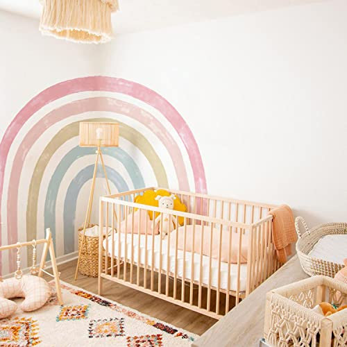 funlife 200x175cm Fabric Wandtattoo Regenbogen Groß, Selbstklebend Pastell Regenbogen Wandsticker Kinderzimmer, Regenbogen Wandtatto Mädchen für Babyzimmer Schlafzimmer, Regenbogen Tapete