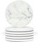 Naivasha Homeware Lot de 6 dessous de verre en marbre – Superbes dessous de verre décoratifs en finition brillante, élégants sous-verres en pierre avec fond en liège – Marbre blanc