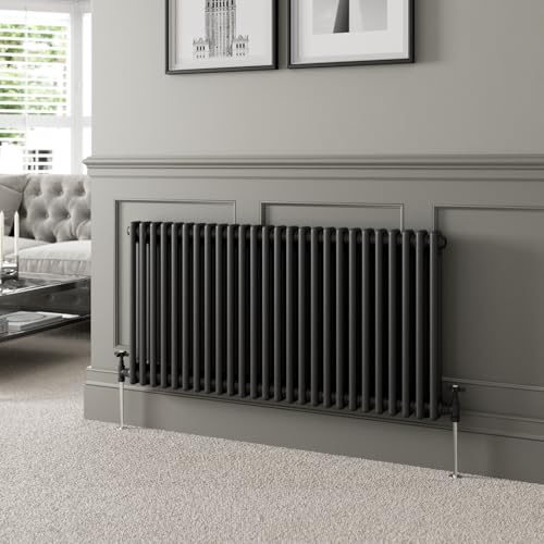 DuraTherm® 600 x 1190mm Black Traditional Horizontal Designer Radiator Double Column Colosseum Cast Iron Style Central Heating Panel Radiators Rad