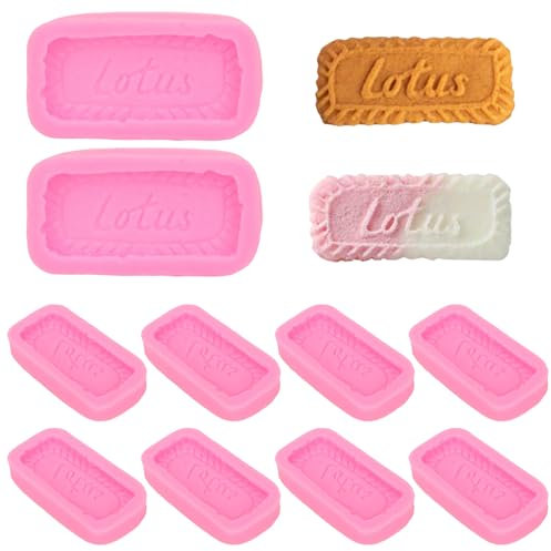 Keks-Fondant-Formen,10 Stück,Kekse Mit Lotus-Buchstaben-Design,Silikon-Süßigkeitsformen,Plätzchen-Backform Für Kuchendekoration,Niedliche Silikonform Für Süßigkeiten,Schokolade,Kuchendekoration