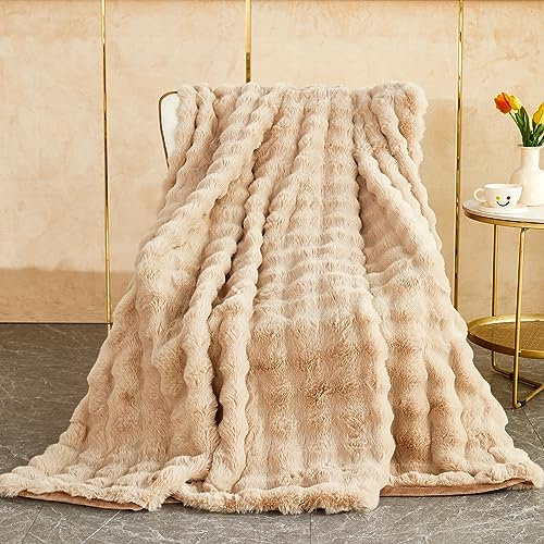 GKXLH Kuscheldecke Flauschig Decke - Weiche Plüsch Kuscheldecke, Fuzzy Kuschelig Decke Bettdecken, 1200GSM Kaninchen Kunstfell Leichte Decken Warme Flauschige Decke für Couch Bett Sofa (160x200cm)