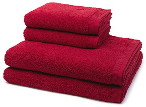 Möve - Superwuschel - 2 X Handtuch 2 X Duschtuch - im Set - Baumwolle (4er Set Ruby)