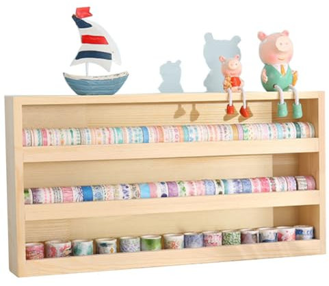 JforSJizT Wood 3 Layers Storage Organizer, Washi Tape Box with Hanging Hook, Divider Closet Container Holder for Sewing,Thread, Office Supplies, Craft Supplies, Jewelry, Accessories